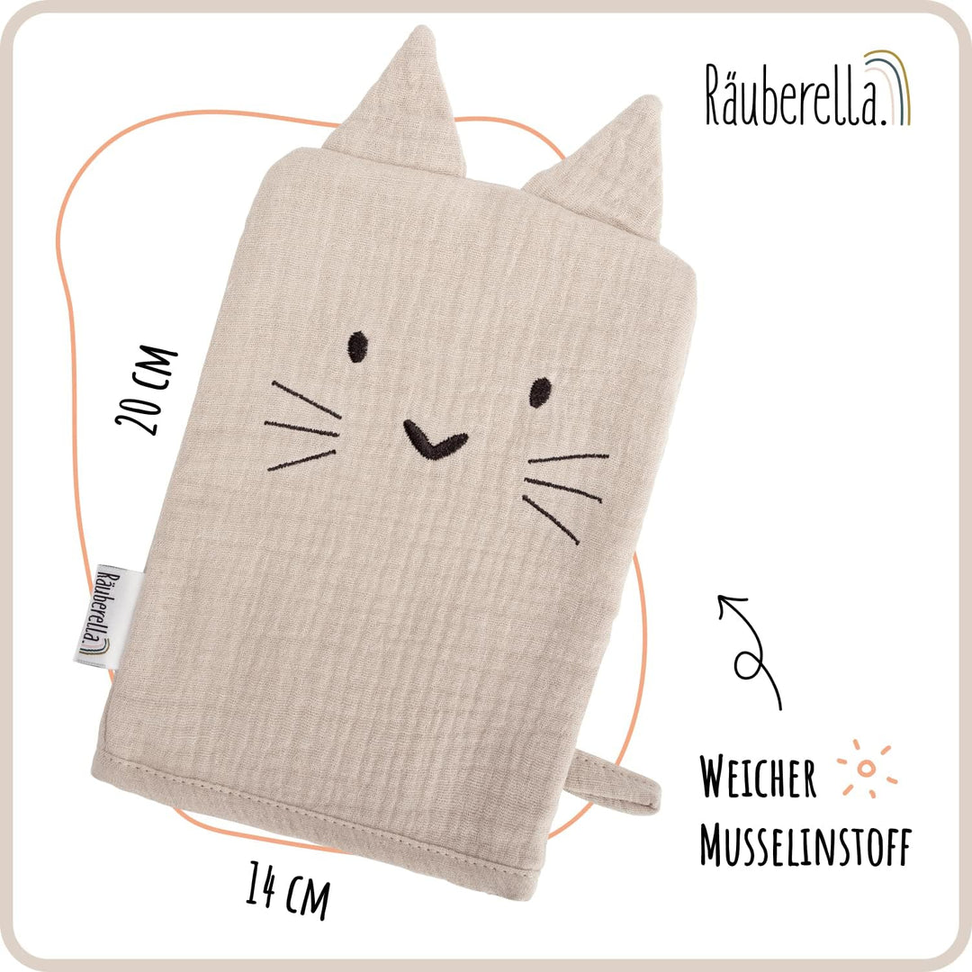 Räuberella Waschlappen, Waschhandschuh, 3er Set aus Musselin Geschenk zur Geburt (Rosa-Beige-Flieder