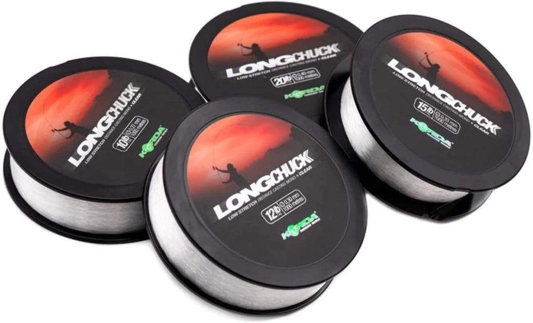 Korda LongChuck Mono-Spulen, geringe Dehnungsdistanz, 1000 m, transparent