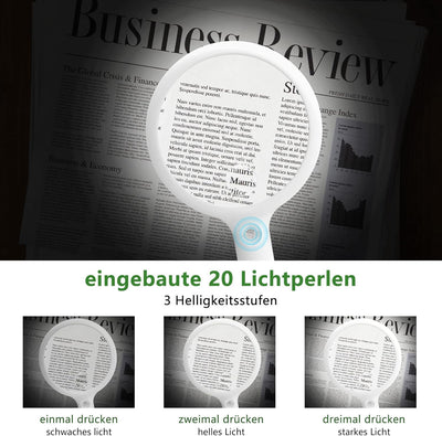 Lupe mit Licht,Leselupe mit Licht für Senioren Gross,3 Lichtmodi USB Wiederaufladbar,Beleuchtete Lup
