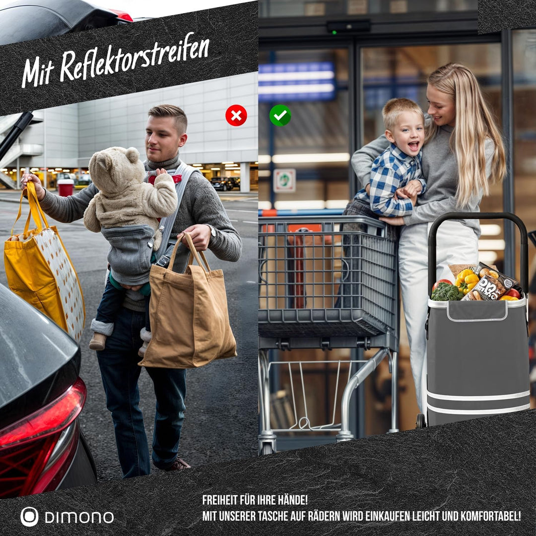 Dimono® Einkaufstrolley Klappbarer 3 in1 Trolley zum Einkaufen; 56 Liter inkl. Kühlfach; Transportwa