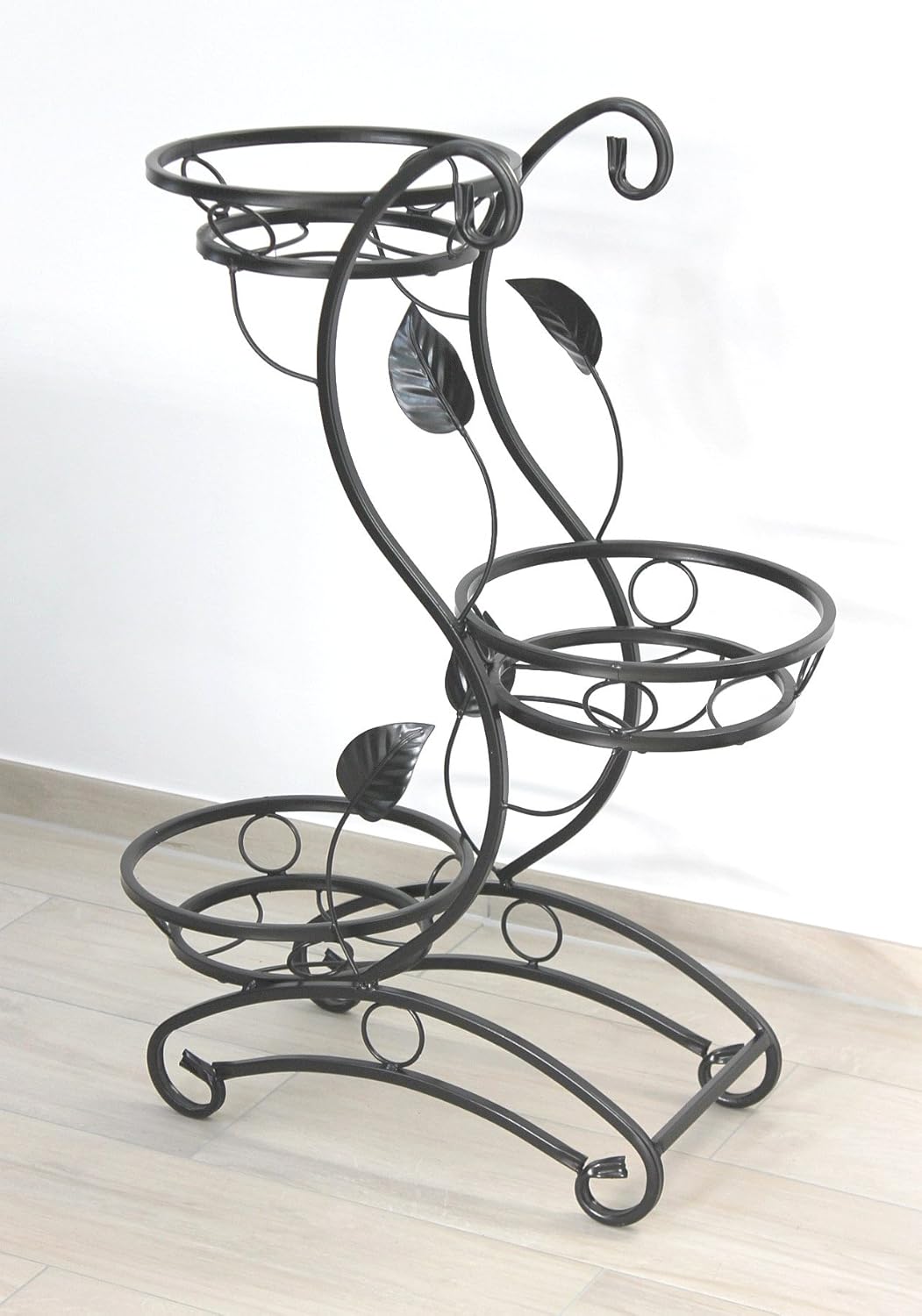 DanDiBo Blumentreppe Metall Schwarz 87 cm Blumenständer mit 3 Ablagen KW019 Blumensäule Pflanzenstän