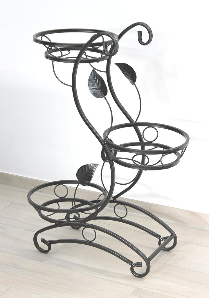 DanDiBo Blumentreppe Metall Schwarz 87 cm Blumenständer mit 3 Ablagen KW019 Blumensäule Pflanzenstän