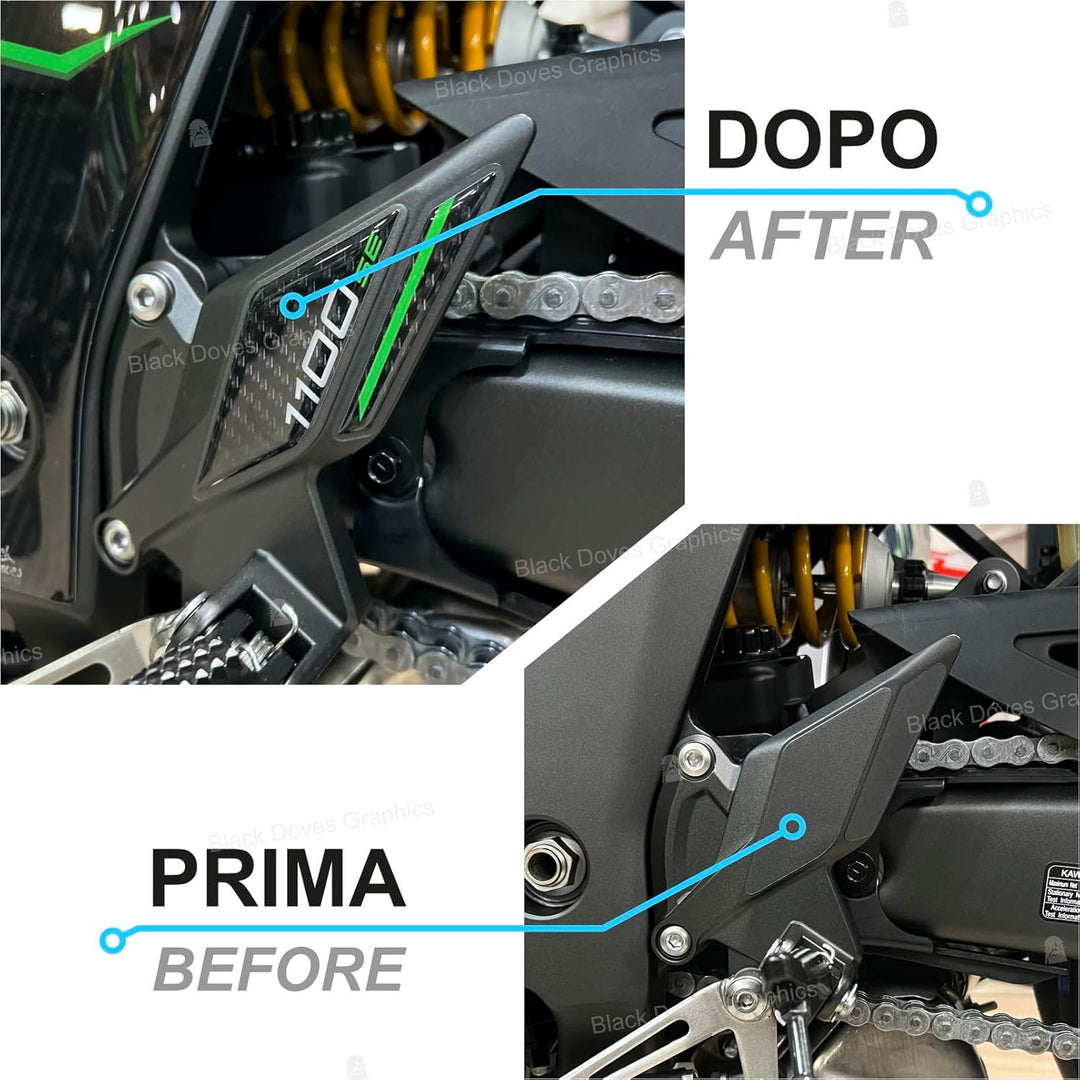 Black Doves Graphics 3D-Aufkleber aus Harz kompatibel mit Kawasaki Z1100 SE 2026 (GY1) | Made in Ita
