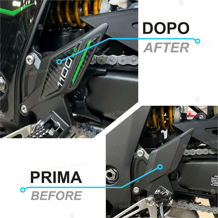 Black Doves Graphics 3D-Aufkleber aus Harz kompatibel mit Kawasaki Z1100 SE 2026 (GY1) | Made in Ita