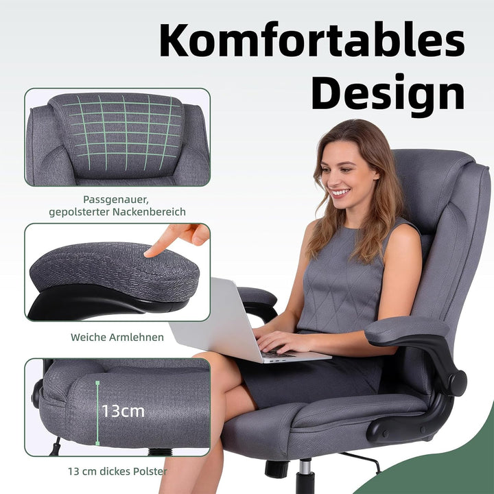 Youhauchair Bürostuhl Ergonomisch, Dunkelgrau | Ergonomisches Design, Hoher Rückenlehne, maximale