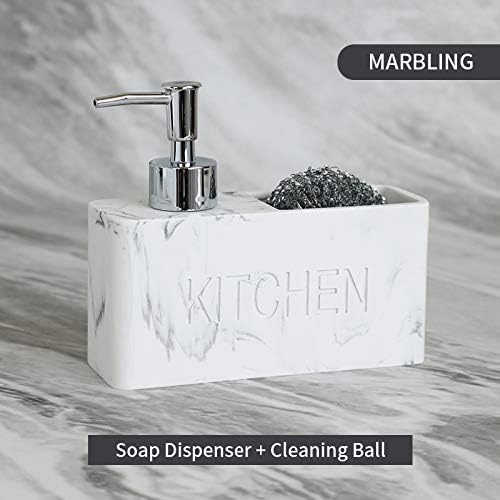zhanwang Seifenspender mit Schwammablage, schwarzes Marmormuster, Küchenregal, Spüle Schwammablage,