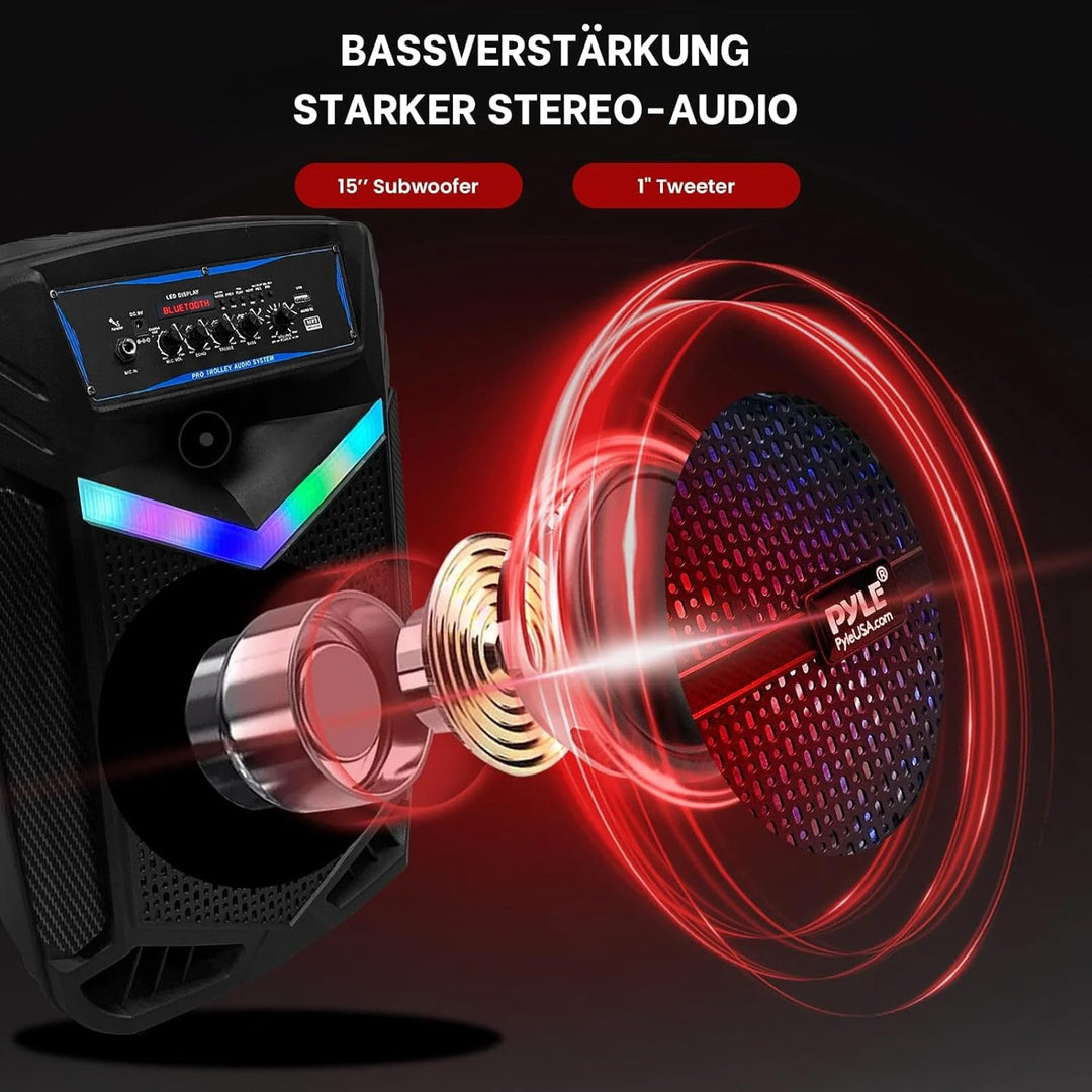 Pyle PA Bluetooth Lautsprecher - Karaoke Maschine mit Karaoke Mikrofon, Musikbox Bluetooth Box, Part