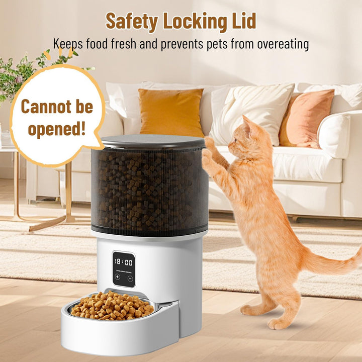 Futterautomat Katze 4L, Katzen Futterautomat mit Timer und Portionskontrolle, 1–6 Mahlzeiten pro Tag
