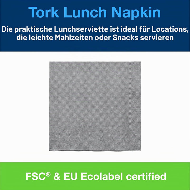 Tork 477205 Lunchservietten Grau / 2-lagige Servietten für kleine Gerichte oder Snacks / 10 x 200 (2
