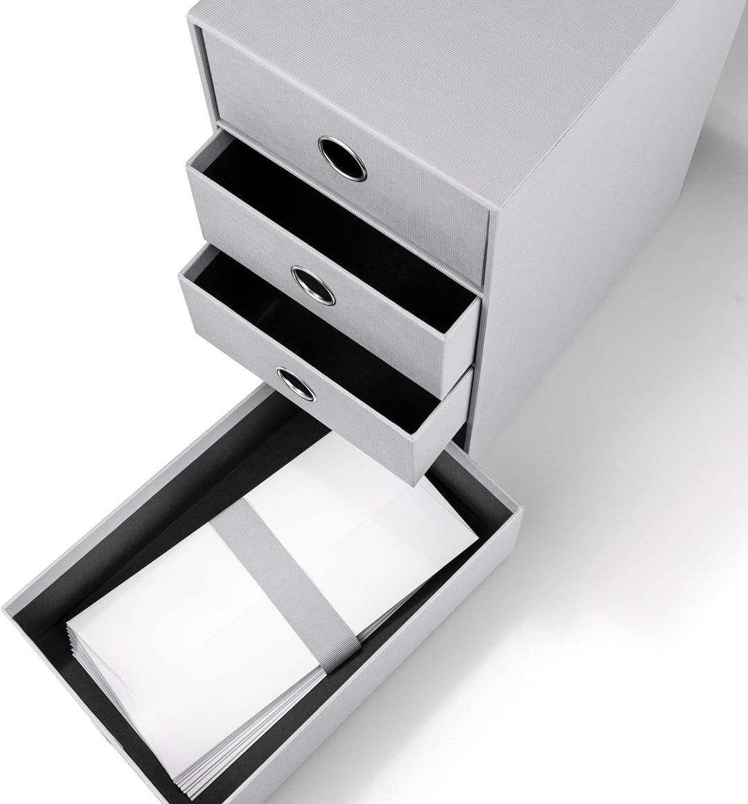 Rössler 1524452174 - S.O.H.O. 4er Schubladenbox für DIN A5, mit Griffloch, Stone, 250 x 175 x 320 mm