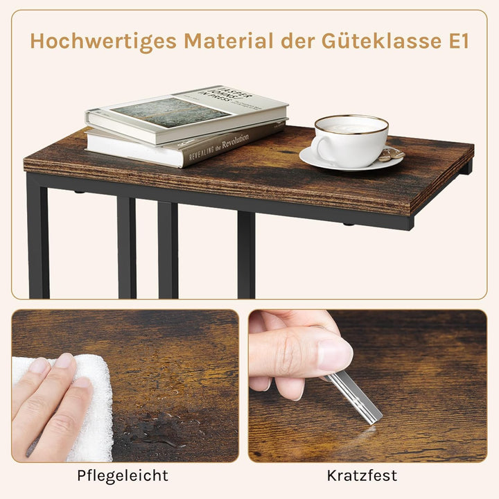 WOLTU Beistelltisch, Couchtisch C Form, Wohnzimmertisch mit Metallgestell, Sofatisch Kaffeetisch, fü