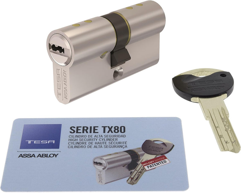 Tesa Assa Abloy Zylinder TX853070N TX80 TESA Doppelprofil Euro 30x70, Nocken R15, Finish.5 Schlüssel