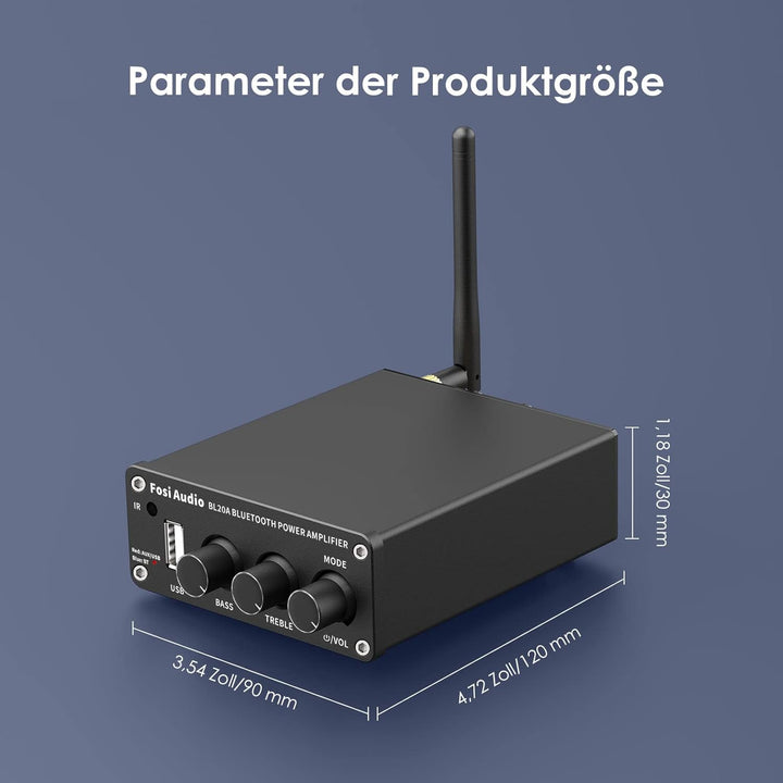 Fosi Audio BL20A Bluetooth 5.0 Heim-Audio-Stereo-Verstärker Mini Hi-Fi Klasse D Integrierter Verstär