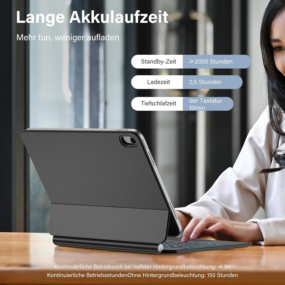 aMZCaSE Magnetische Tastatur Hülle für iPad Air 5/4,Air 11 Zoll M3/M2 (2025/2024),Magic Keyboard mit