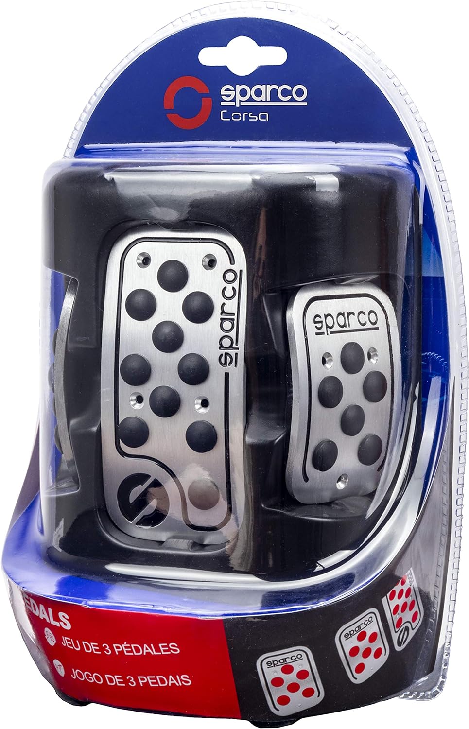 Sparco SPC0406BK ALUMINIUM RACING-PEDALE MIT Rutschfestem Gummi, Schwarz Aluminium + Gummi Single, A
