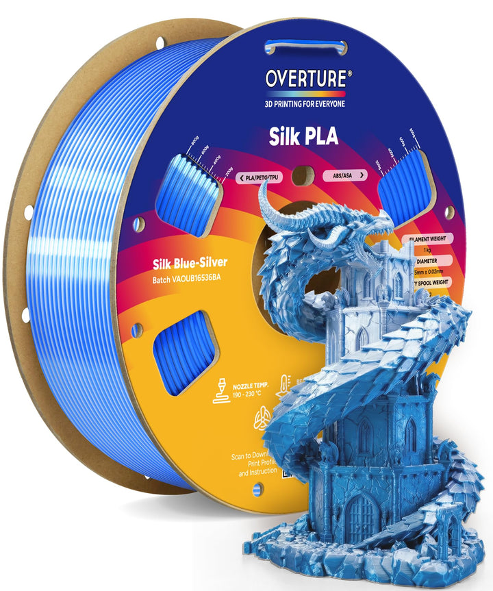 OVERTURE Dual Color Silk PLA Filament 1.75mm, 1kg 3D Drucker Filament Seide PLA, Massgenauigkeit +/-
