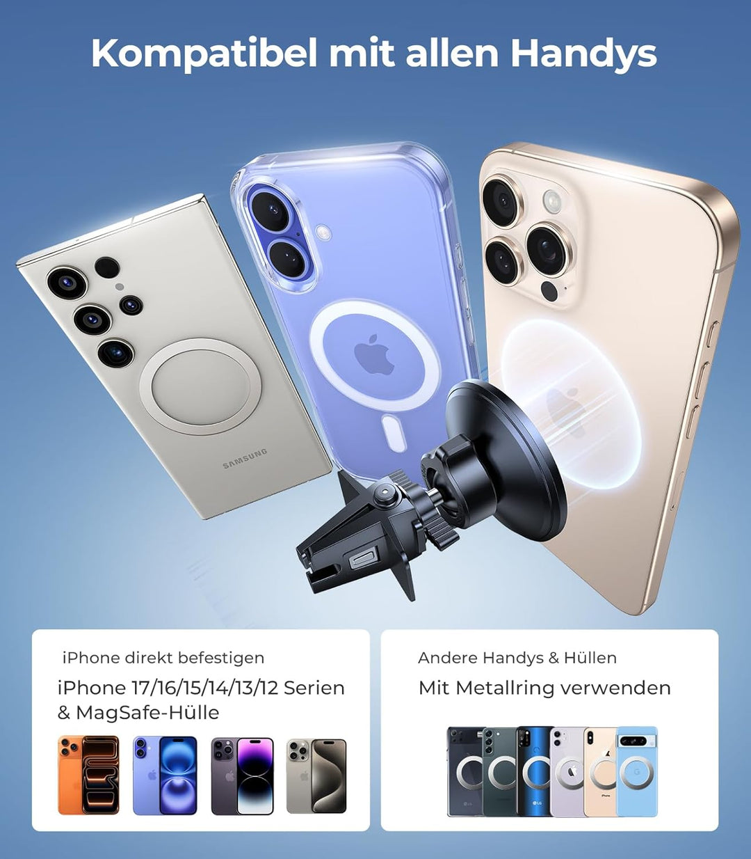 VICSEED Handyhalterung Auto Magnet Lüftung für Magsafe Autohalterung [Starker Magnet mit 20 xN55] Ma