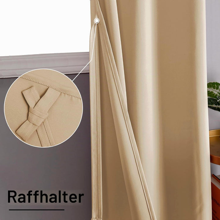 XWZO Blickdichte Vorhänge Verdunklungsvorhänge mit Ösen 2 Stücke Gardienen mit Raffhalter Lichtundur