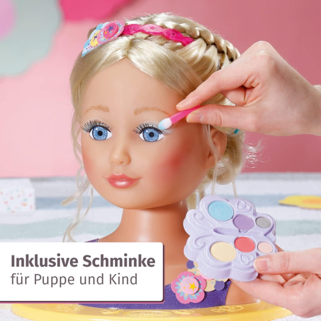 BABY born 825990 Sister Styling Head, Puppen-Frisierkopf zum Schminken, Stylen und Frisieren mit hoc