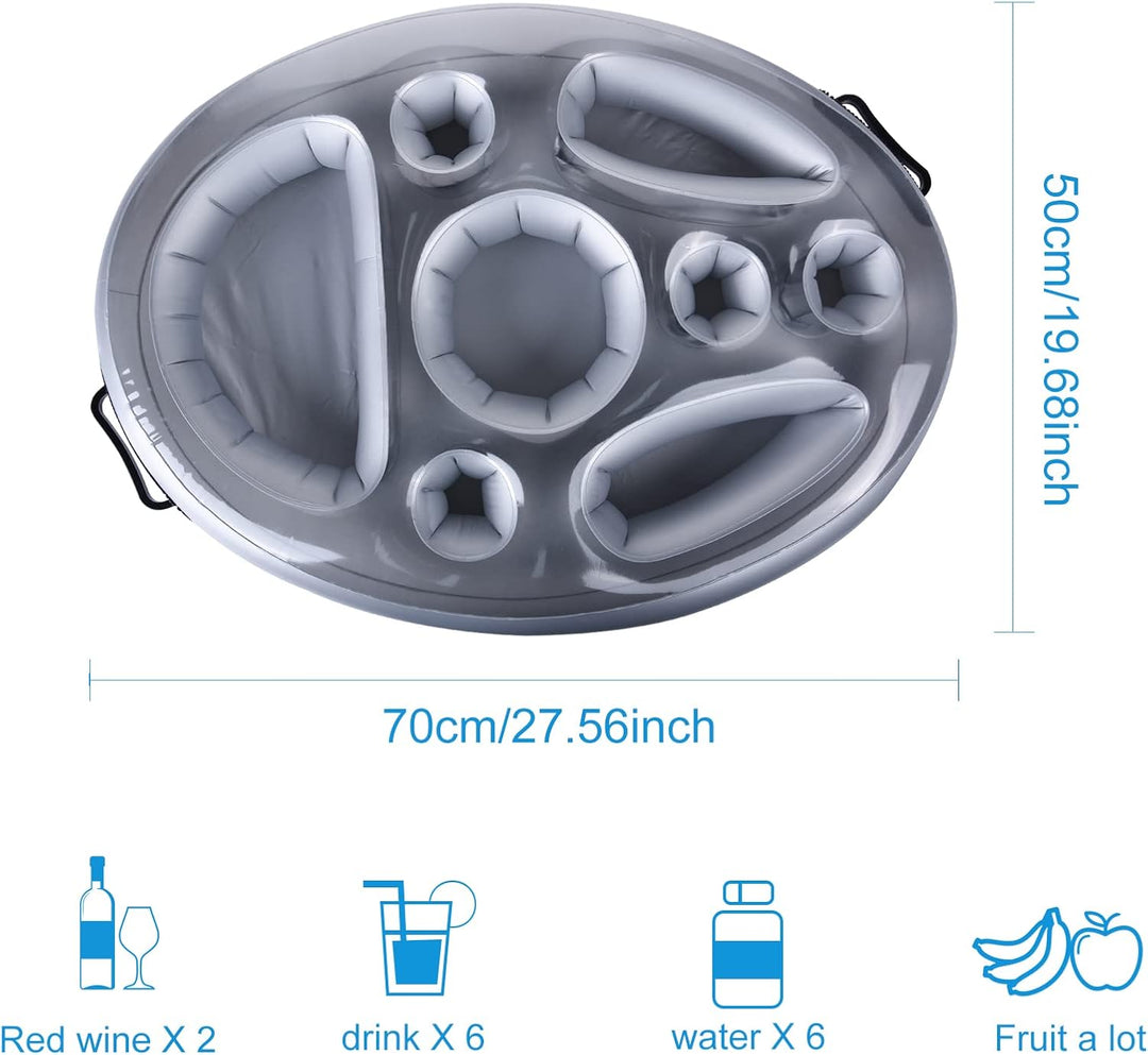 Ulikey Poolbar, 2in1-Getränke und Snackhalter, Aufblasbarer Getränkehalter Schwimmender, 8 Löcher Gr