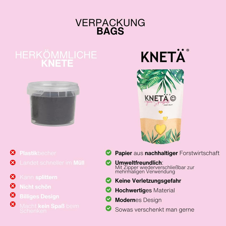 KNETÄ Vegane Spielknete (8X 50g Bag Sets) I Knete für Kinder ab 1 Jahr I Ungiftig I Knete Kleinkinde