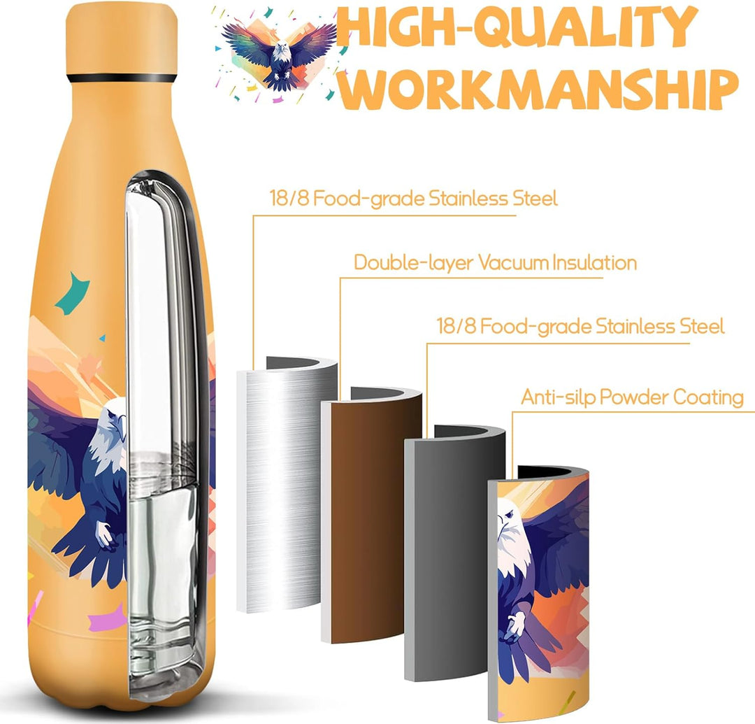 HoneyHolly Edelstahl Trinkflasche, 500ml BPA-frei, Thermosflasche, Isolierflasche Doppelwandige, Was
