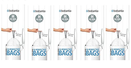 5 x Brabantia 10 Stück extra stark passgenau H-Grösse 50–60l Abfall Müllbeutel