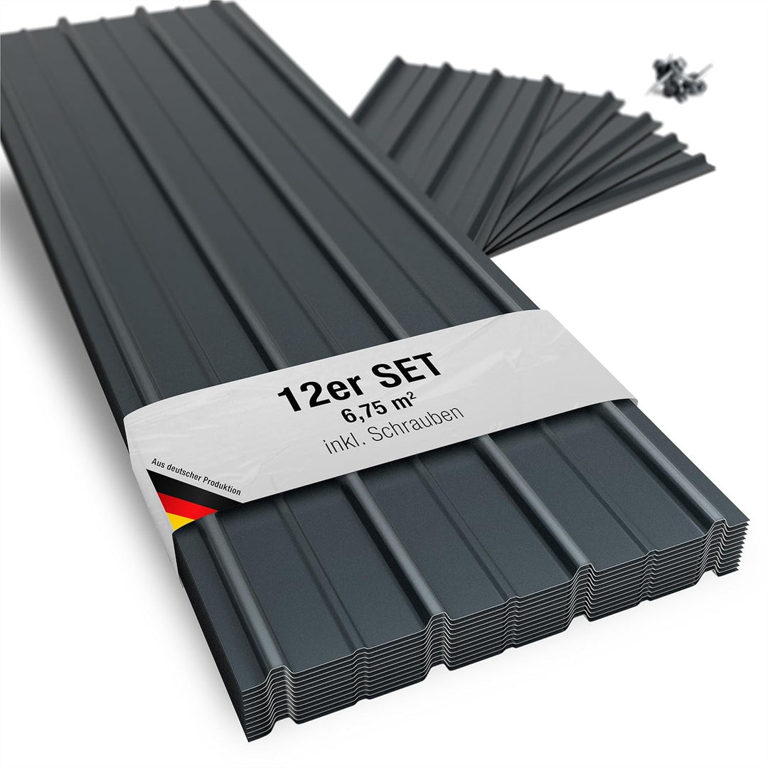 Smart Cover H12 12x Profilblech/Metallblech/Trapezblech/Wellblech/Dachblech RAL 7016 inkl. Schrauben