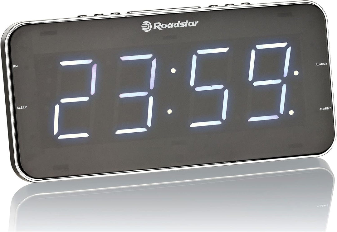 Roadstar CLR-2615 Uhrenradio/Radiowecker im schlanken Design, mit grossem LED-Display, Zwei Weckzeit