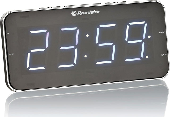 Roadstar CLR-2615 Uhrenradio/Radiowecker im schlanken Design, mit grossem LED-Display, Zwei Weckzeit