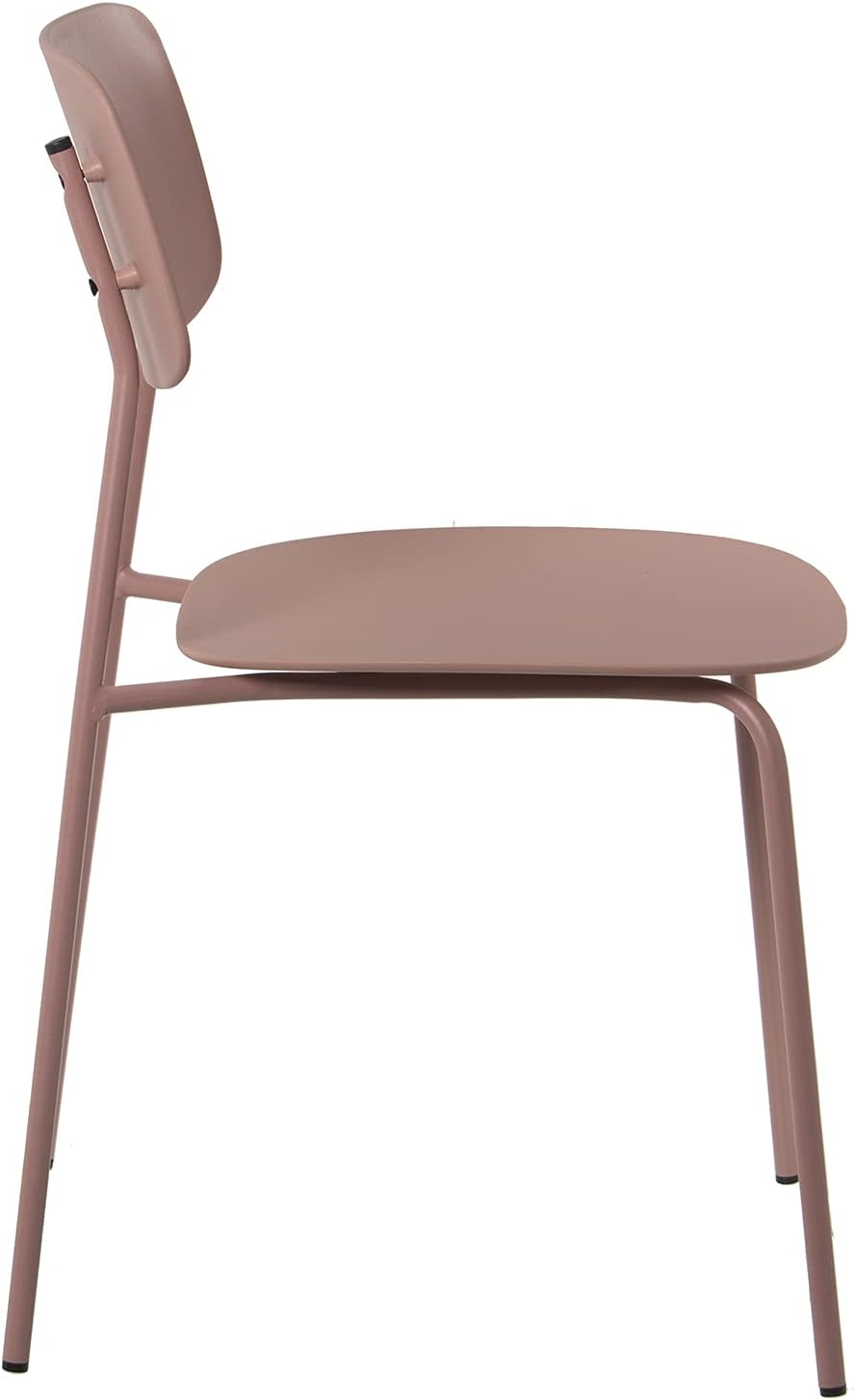 DRW Set aus 4 Stühlen aus Polypropylen und Metall in Rosa 43 x 48 x 78 cm, Höhe der Sitzfläche 44 cm