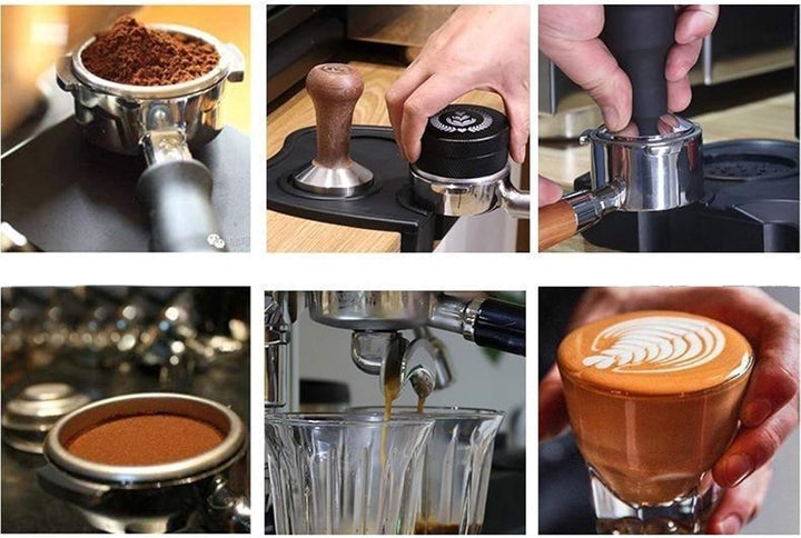 Fenteer Kaffee Bodenloser Siebträger für Kaffee 51mm Ersatz, Schwarzer Kunststoffgriff, 51 x 225 x 3