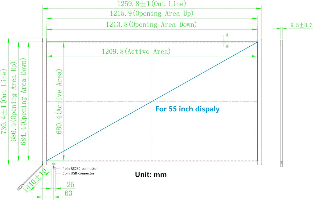 DoYoWo 55 Zoll Infrarot-Touchscreen-Rahmen, IR-Touchscreen-Overlay, Touchscreen-Panel, Freier Treibe