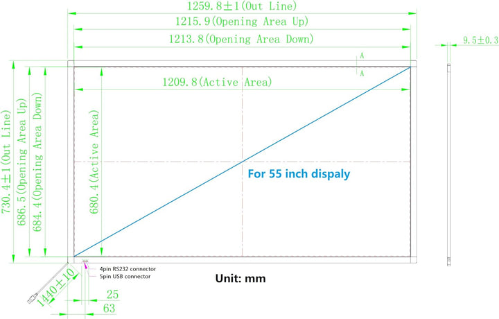 DoYoWo 55 Zoll Infrarot-Touchscreen-Rahmen, IR-Touchscreen-Overlay, Touchscreen-Panel, Freier Treibe