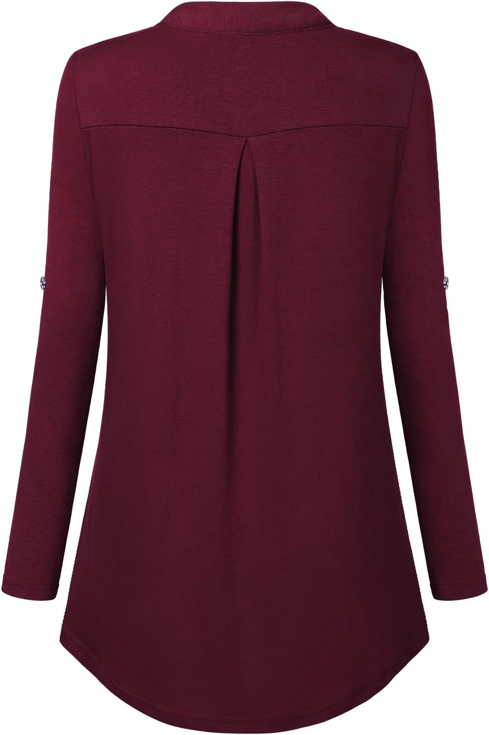 Siddhe Damen V-Ausschnitt Bluse 3/4 Ärmel Tunika Reissverschluss Langshirt Langarm Hemd Tops T-Shirt
