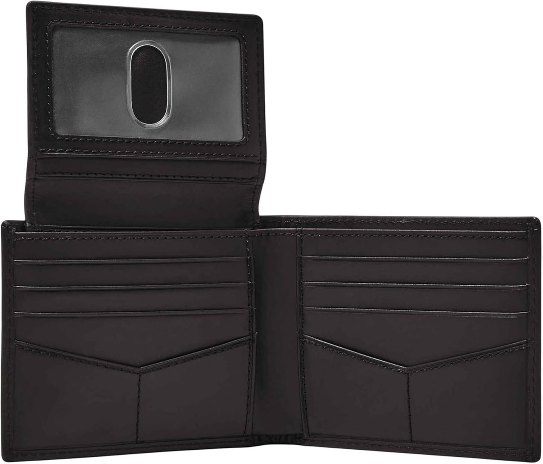 Fossil Herren Derrick Leder RFID-blockierende Bifold Passcase mit abnehmbarem Kartenetui Schwarz, Sc