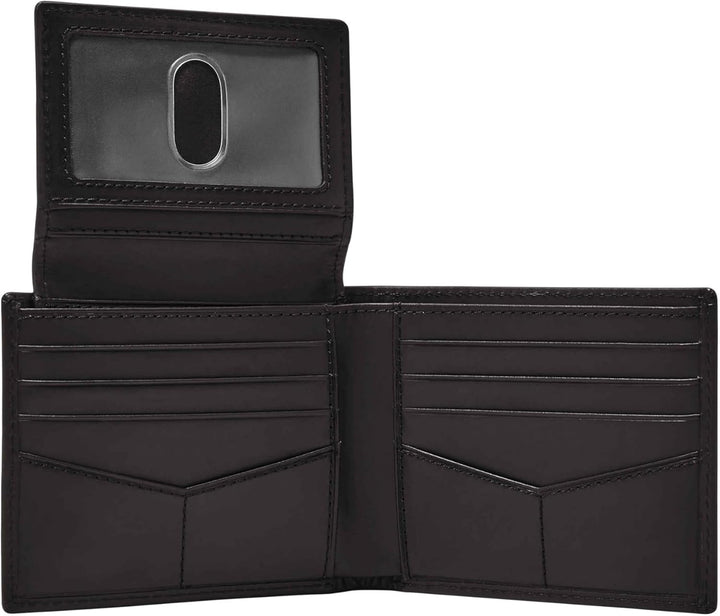 Fossil Herren Derrick Leder RFID-blockierende Bifold Passcase mit abnehmbarem Kartenetui Schwarz, Sc