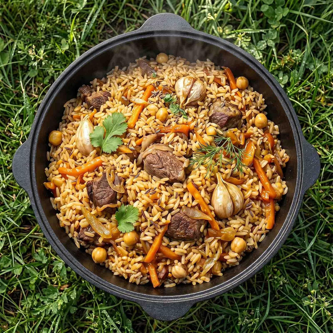 Wok Gusseisen 12 L (runder Boden) Kazan mit Schaumkelle NAMANGAN Uzbek Kasan Uzbekisch Asia WOK Cast