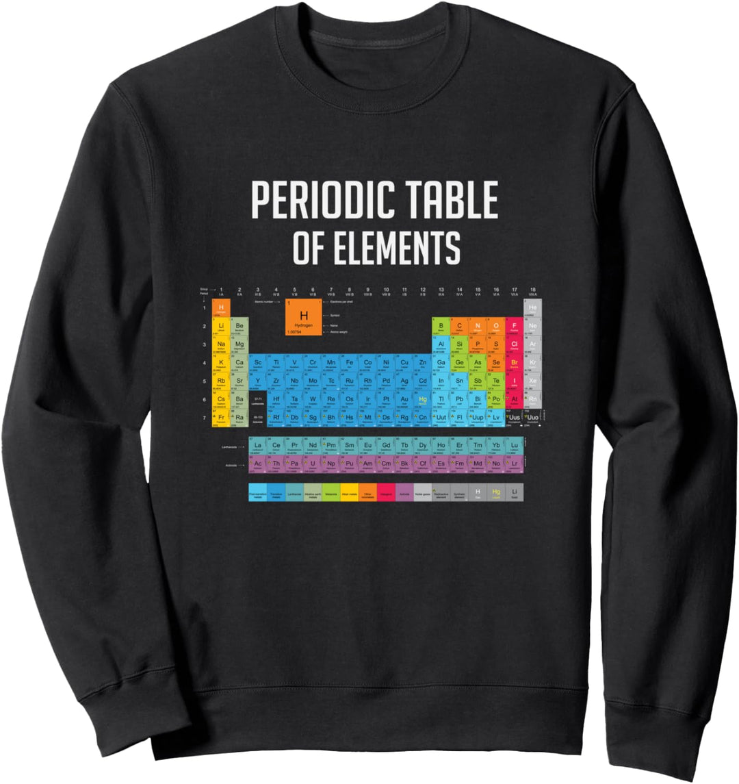 Periodic Table of Elements Colorful Chemistry Class Sweatshirt