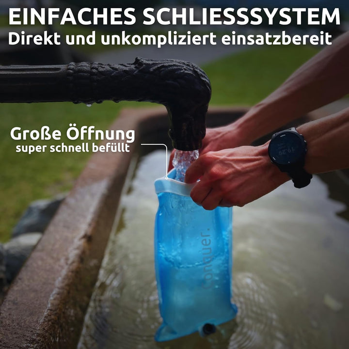 Conquer. Trinkblase mit abnehmbarem Trinkschlauch & Biss-Ventil | BPA-freie Wasserblase als Trinksys
