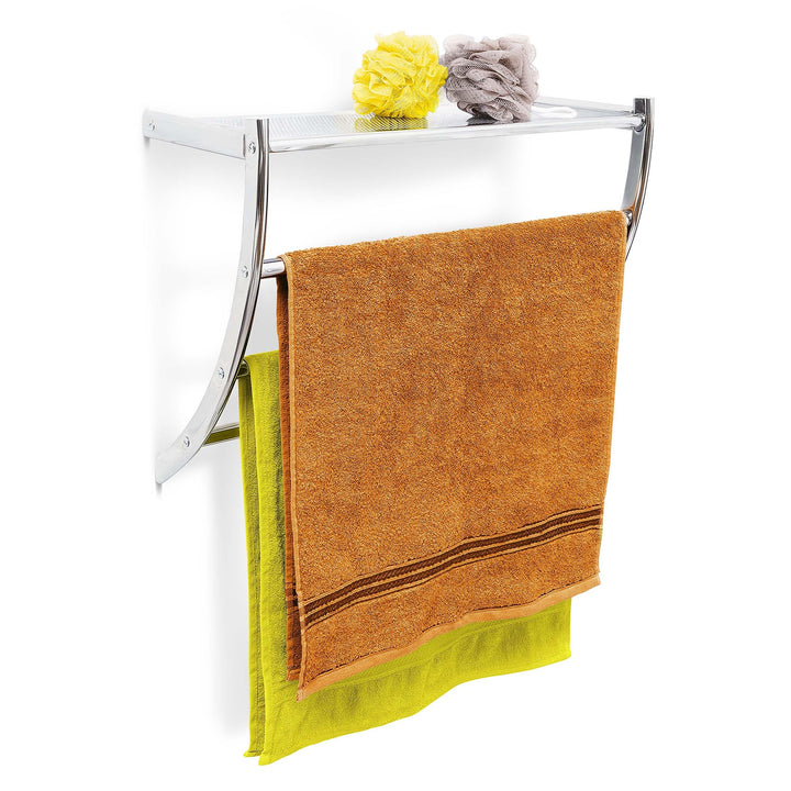 Relaxdays Wandhandtuchhalter Chrom HxBxT: ca. 43 x 56 x 23 cm Handtuchhalter zur Wandmontage mit 3 H