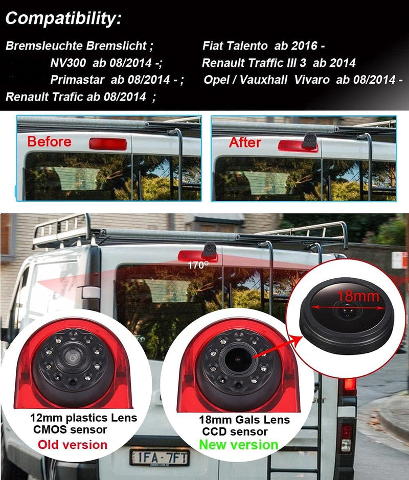 Bremsleuchte Kamera Bremslicht Einparkkamera Rückfahrkamera + 4.3" LCD Spiegelmonitor Ersatz für FIA
