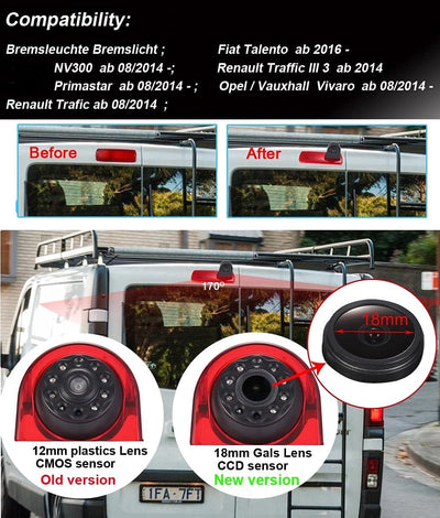 Bremsleuchte Kamera Bremslicht Einparkkamera Rückfahrkamera +7" LCD Monitor Transporters Ersatz für