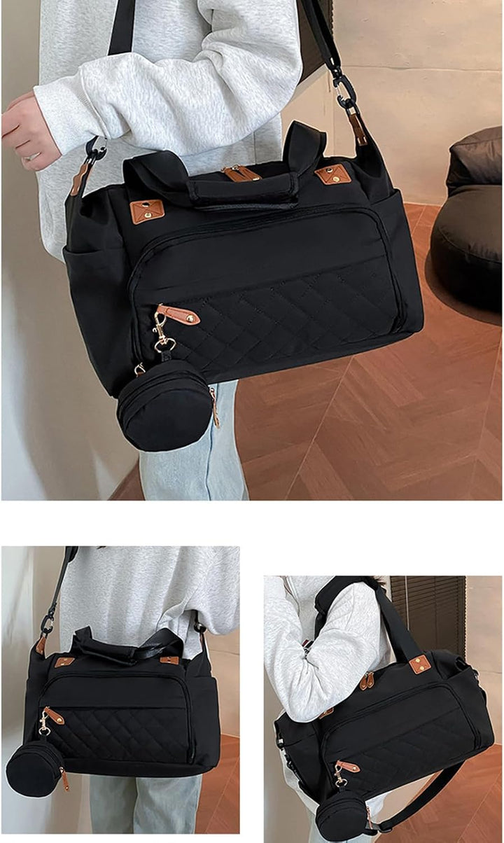 Generisch Large Diaper Bag, 48x20x28cm Nylon Travel Organizer Tote Handbag with Ergonomic Shoulder S