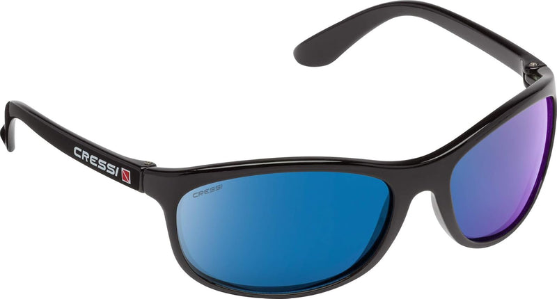 Cressi Unisex Erwachsene Rocker Sonnenbrille Für Sport Schwarz/Spiegel Linse Blau Schwimmer, Schwarz