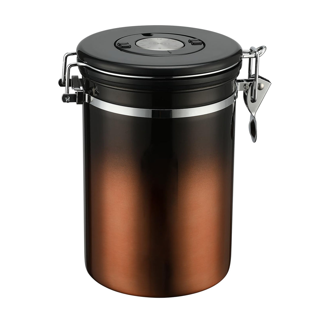 1800 ml luftdichter Edelstahl-Kaffeedose (700–1000g), Kaffeebehälter mit Datums-Tracker-Deckel Kupfe