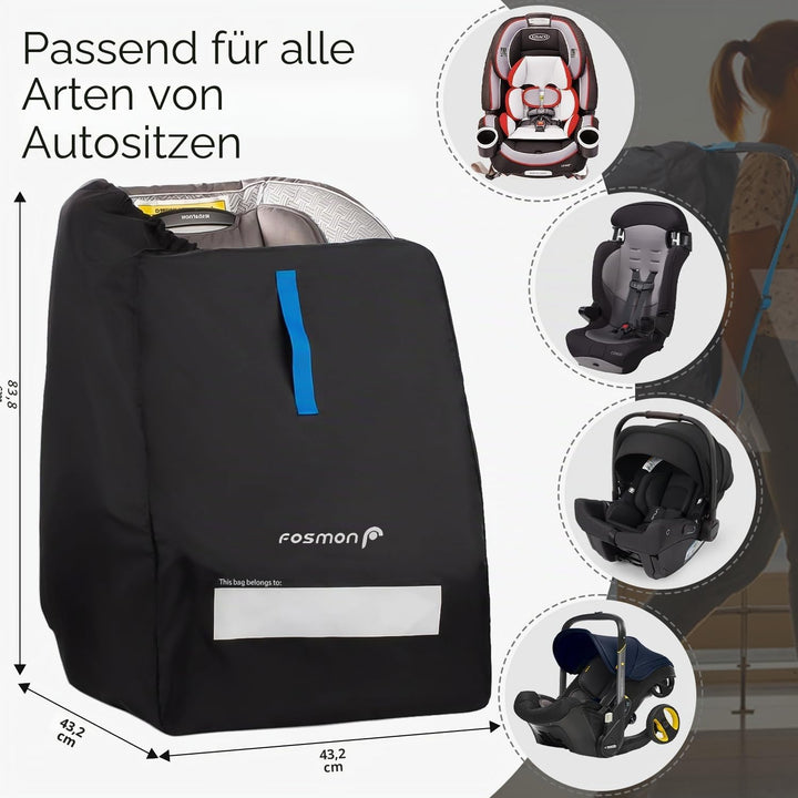 Fosmon Reisetasche für Autositz, Flugzeug, Verstellbarer Schultergurt, gepolstert, Nylon-Rucksack, U