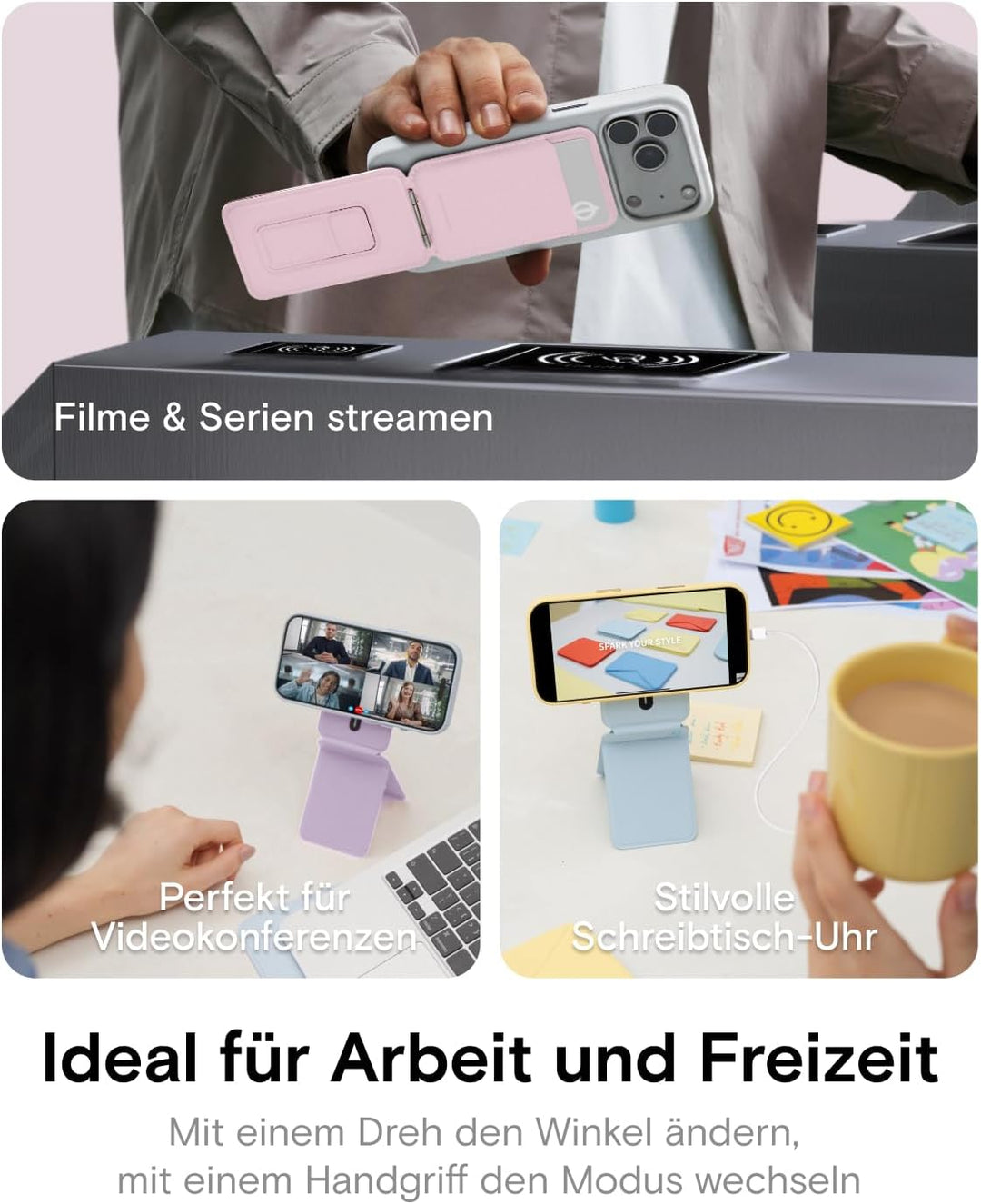 MOFT Handy Stativ für Smartphone, [Ultra Dünn & Tragbar] Faltebar MOVAS Veganes Leder Stativ für Mag