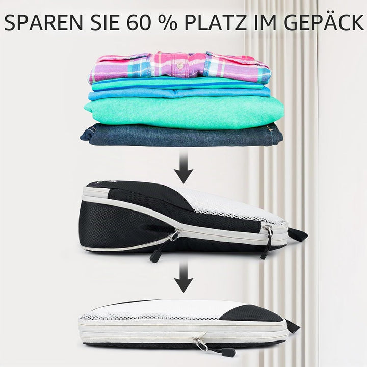 AiQInu Packing Cubes Compression, 5 Stück Packtaschen Kompression Koffer Organizer Set mit Wäschebeu