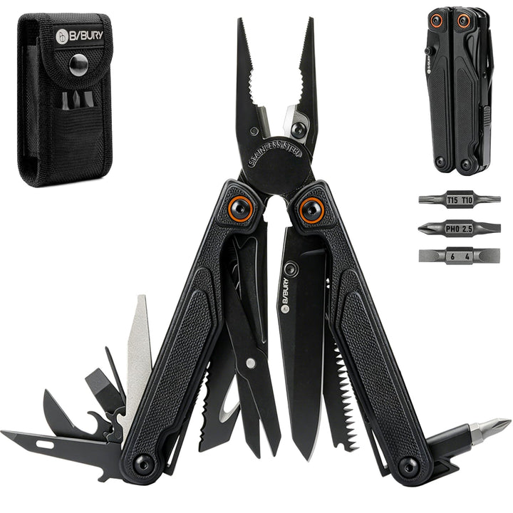 BIBURY 25-in-1 Multitool Multifunktionszange, YG12 Hartmetall-Schneide, G10-Griff, 3Cr13 Edelstahl,